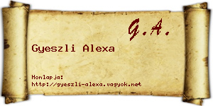 Gyeszli Alexa névjegykártya